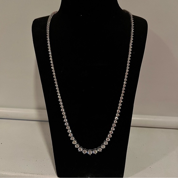 NEW Diamonique Elegant Silver Graduation Tennis Necklace